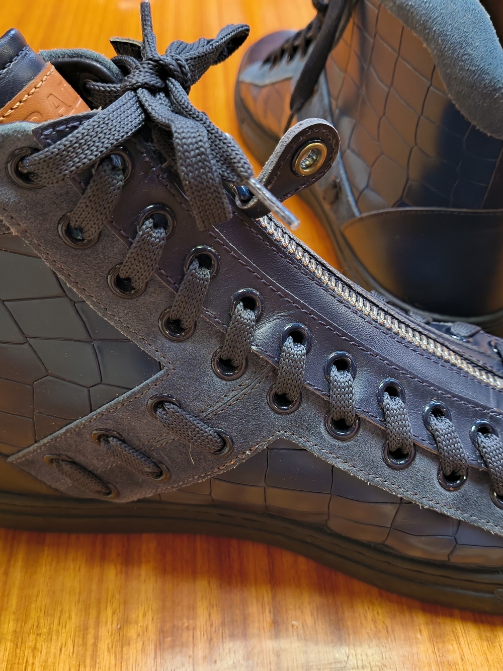 Bally Men's High Tops - Blue With Croc And Suede - Picture 3 of 6